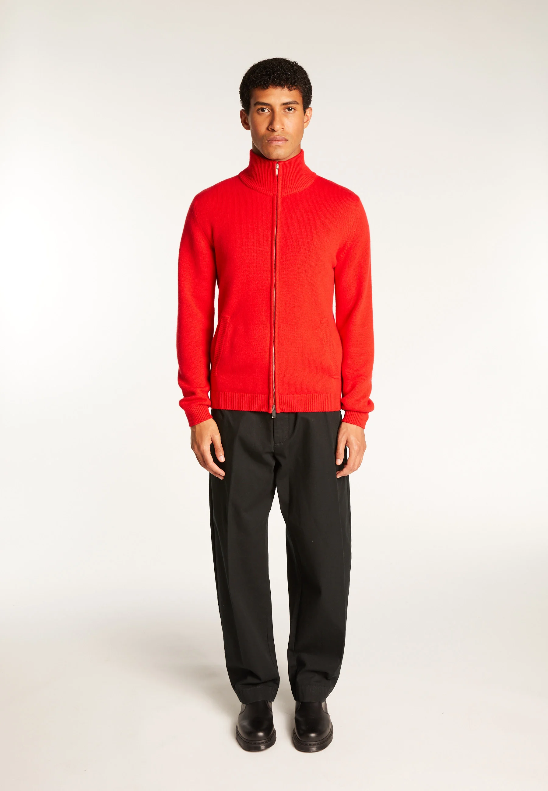 ELYSÉE DUO - Gilet zippé en cachemire 6 fils | Rouge
