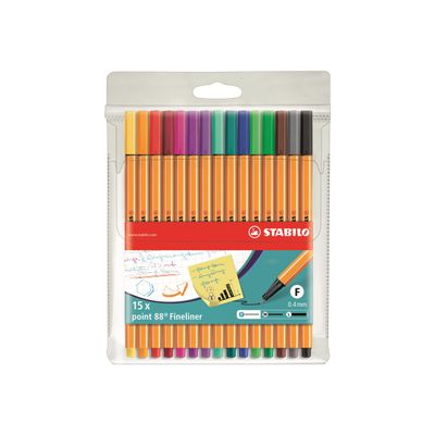 STABILO point 88 - Pack de 15 feutres fin - couleurs assorties