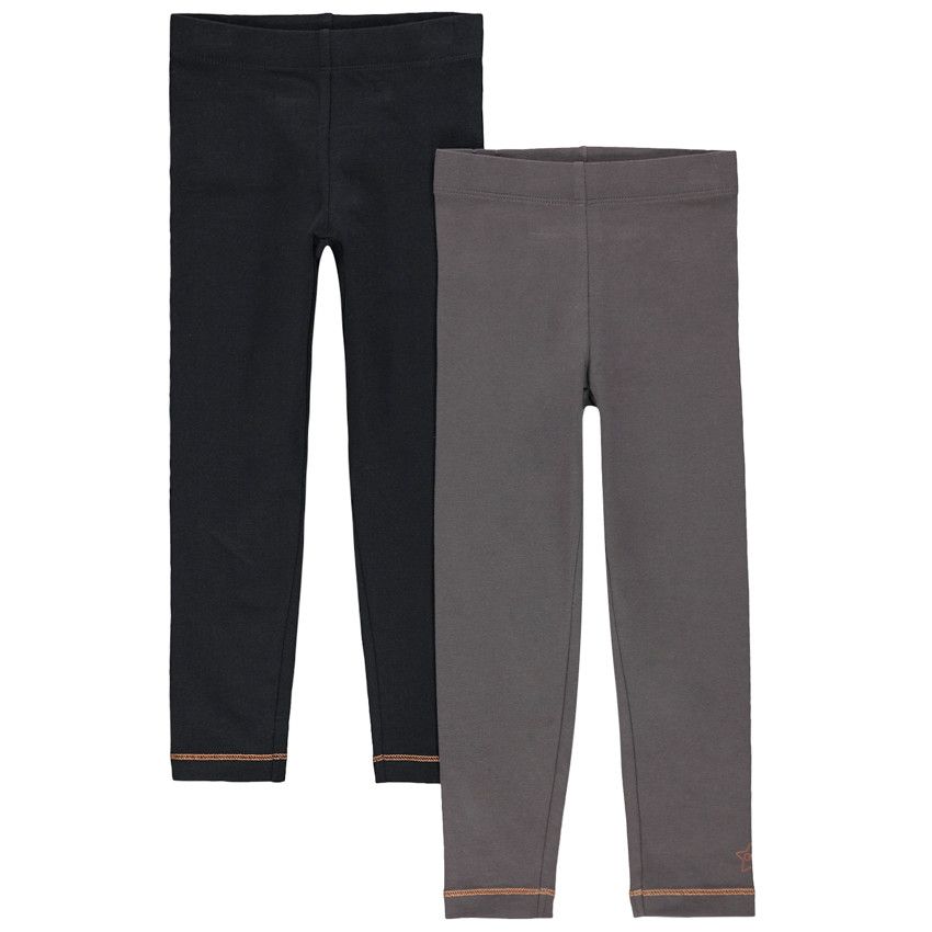 Lot de 2 leggings en jersey avec print fantaisie - Gris chiné
