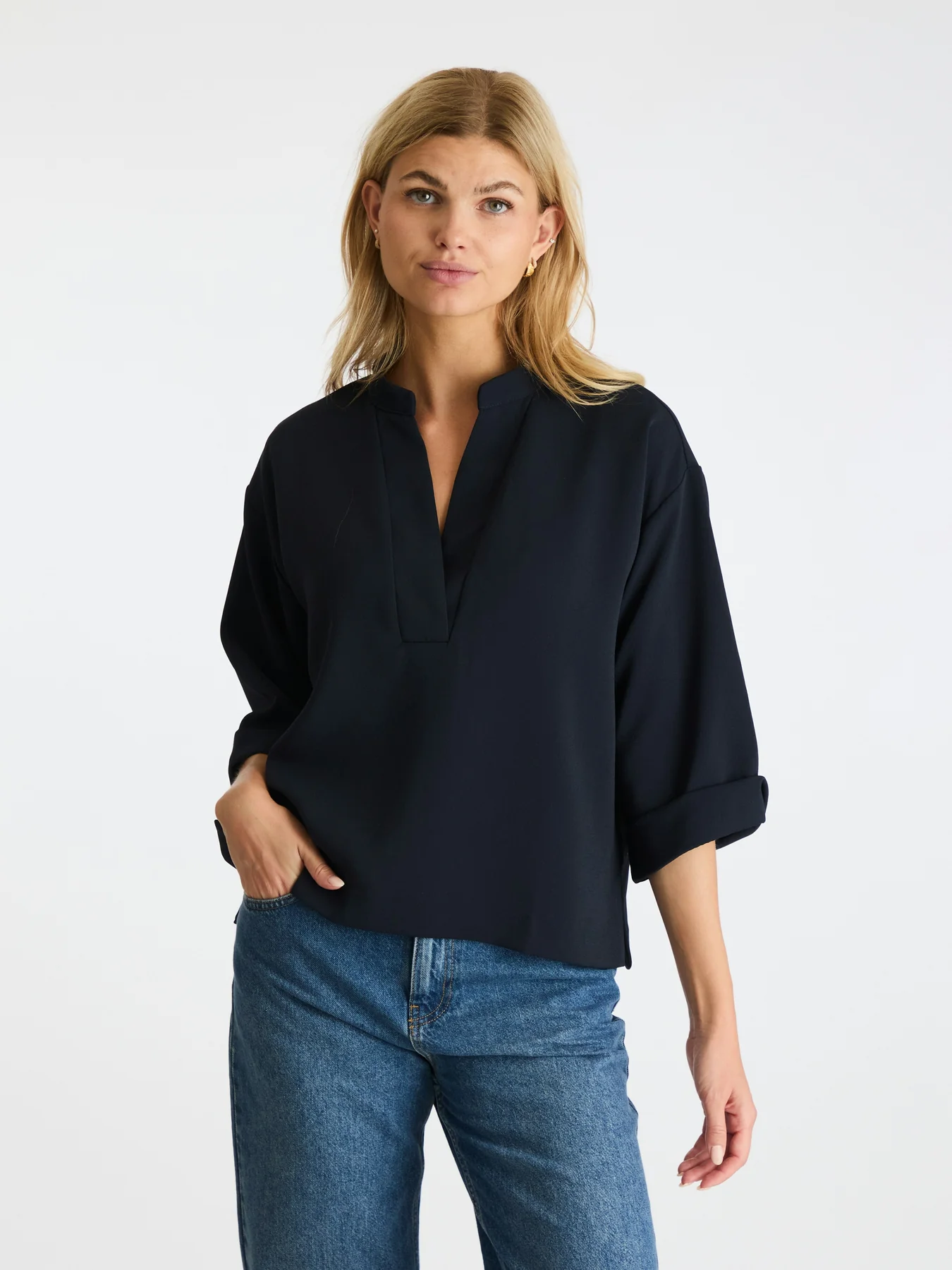 Neo Noir Luma Crepe Blouse navy