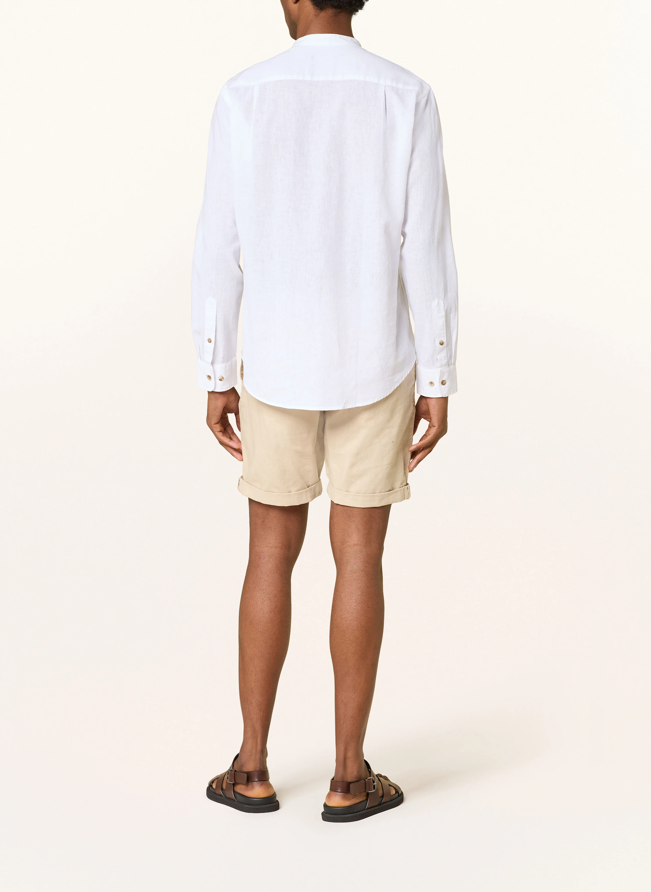 STROKESMAN'S Hemd Modern Fit mit Stehkragen und mit Leinen