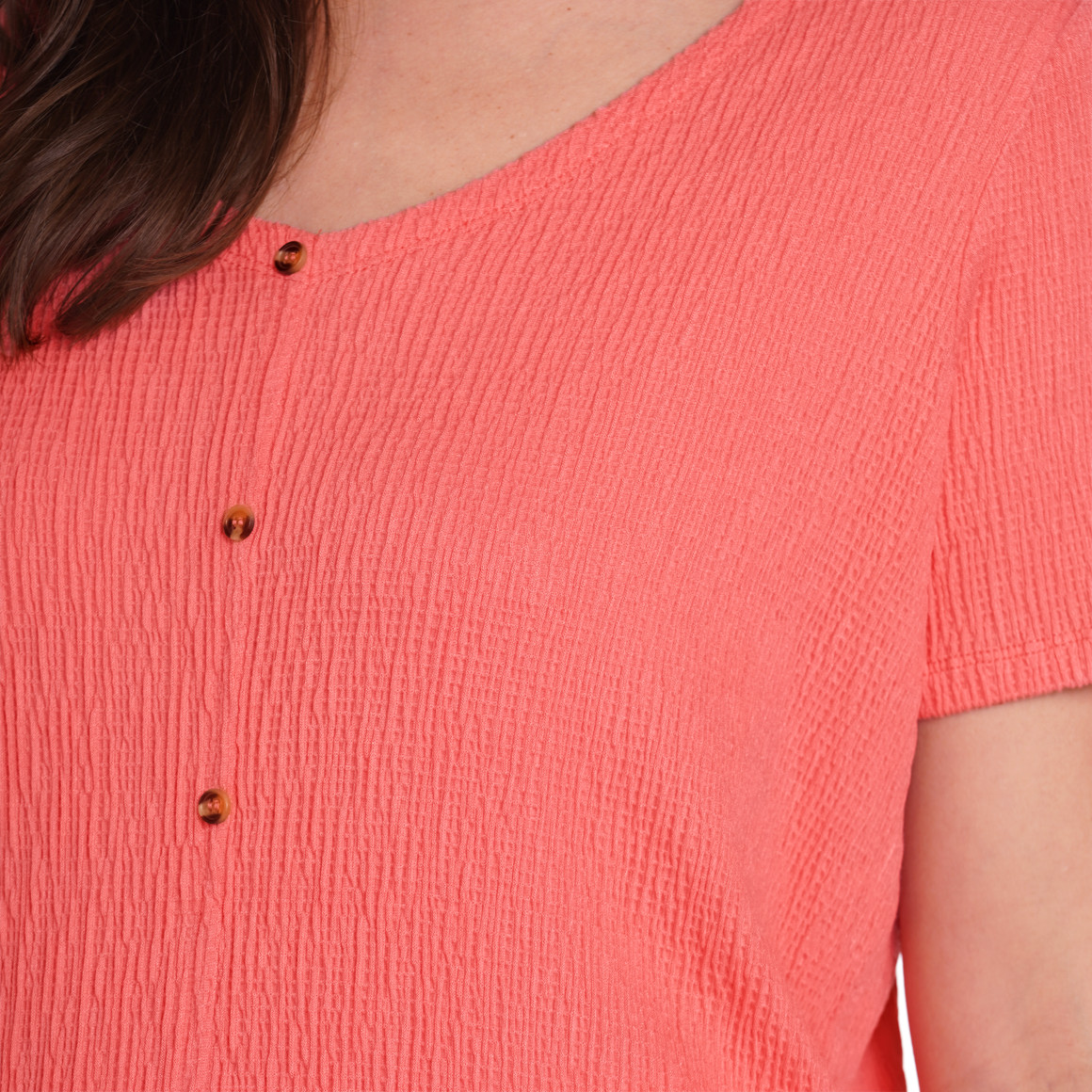 Gina Benotti Damen T-Shirt mit Strukturmuster pink