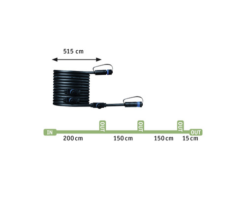 Paulmann Plug & Shine Starterset 3x LED Spot IP65 3x3W 3x150 lm 3000 K zwart met transformator + aansluitkabel 5 m 24 V