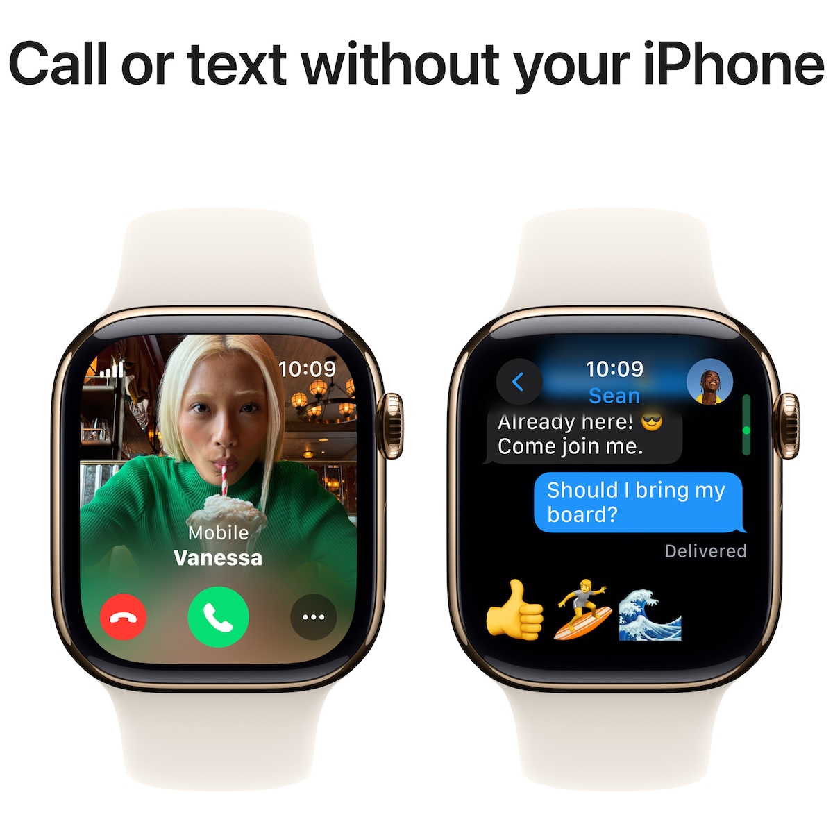 Apple Watch S10 42mm GPS+Cel (Gulltitan/Stjerneskinn Sport Band) M/L