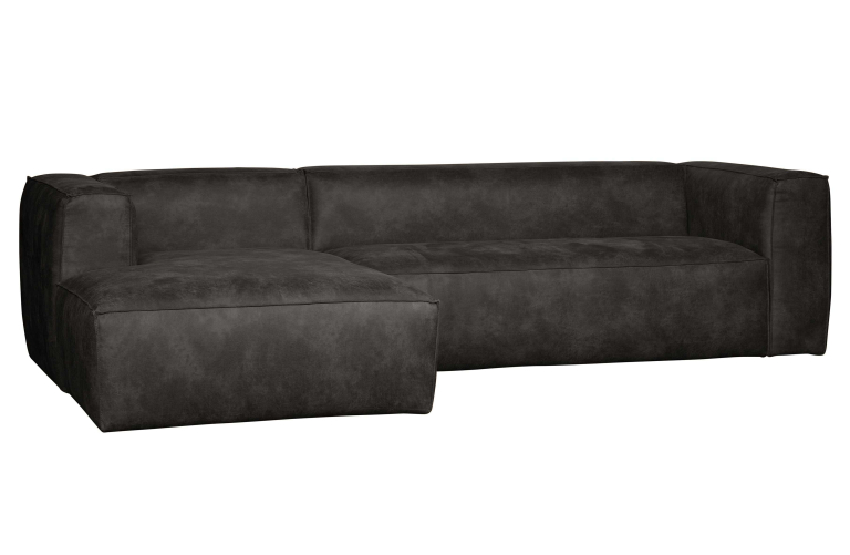 WOOOD Bean bank met chaise longue links leer cognac