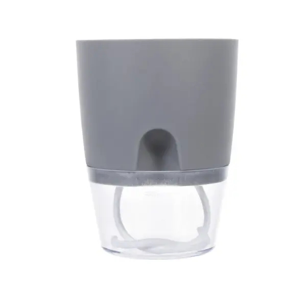 (5er Set) Selbstbewässerungs Blumen Topf Pflanzenkübel Küchen Kräuter Übertopf mit Wasserspeicher - Grau