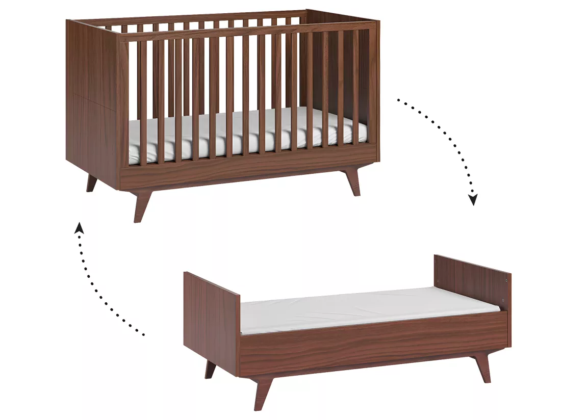 Lit évolutif 70x140 et commode 3 tiroirs Mid - Bois