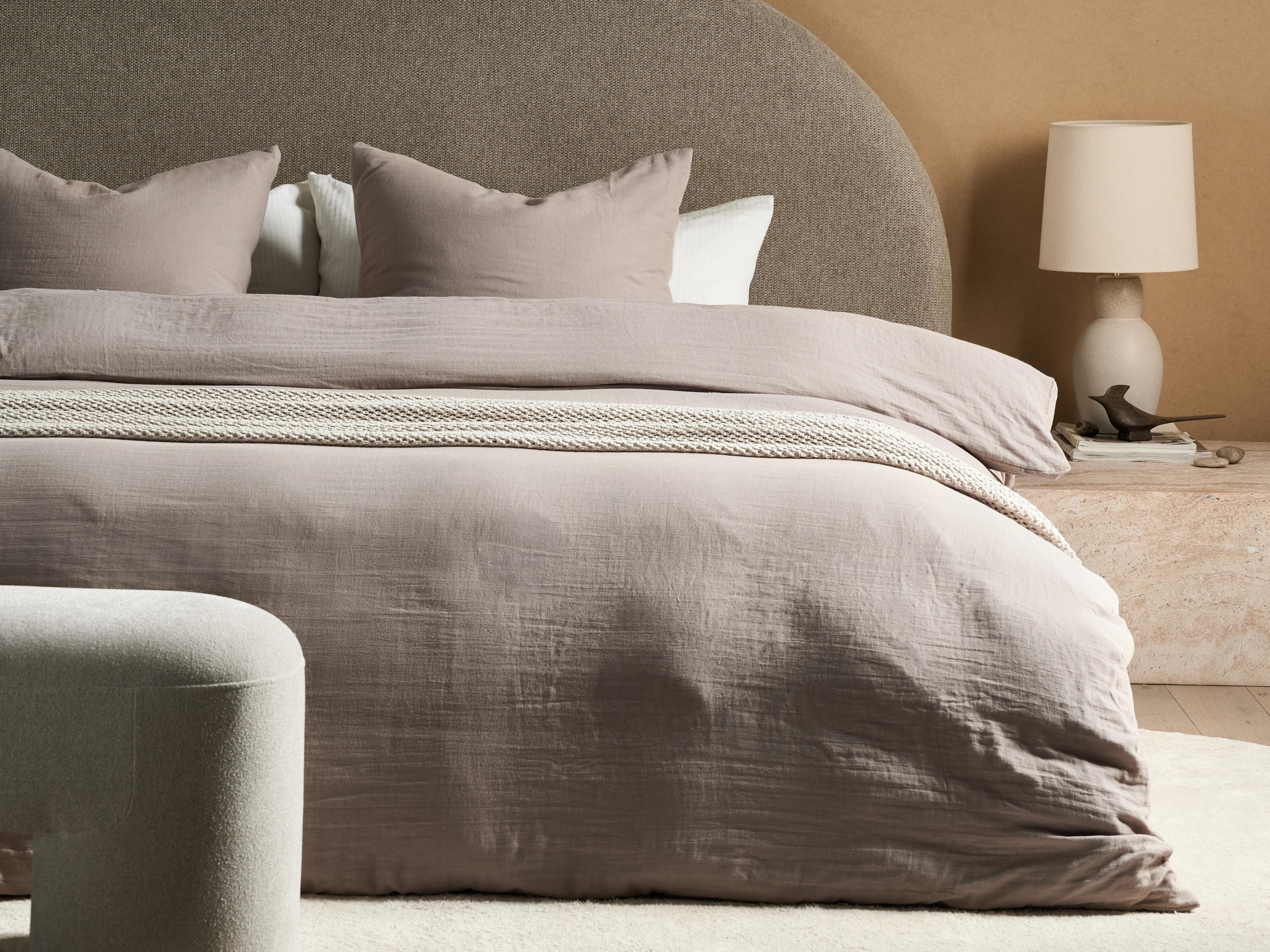 Dekbedovertrekset SUMNER Mousseline 220 x 240 cm Taupe