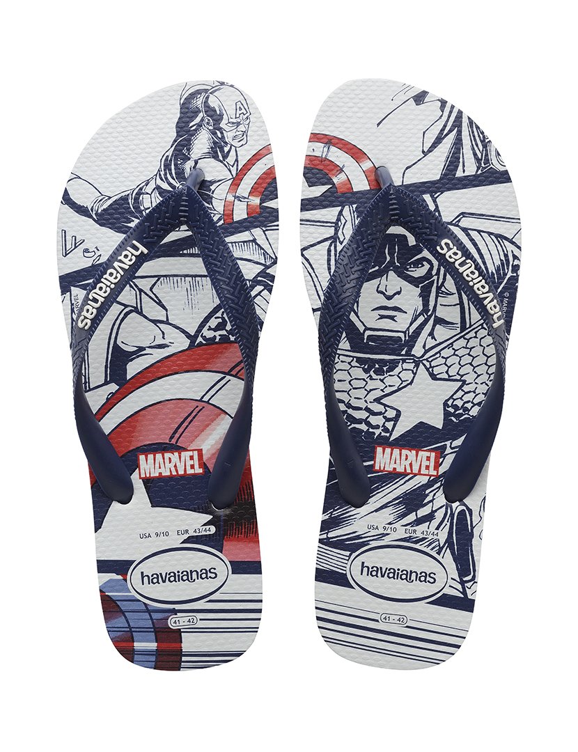 Top Marvel Flip Flops Blue and White