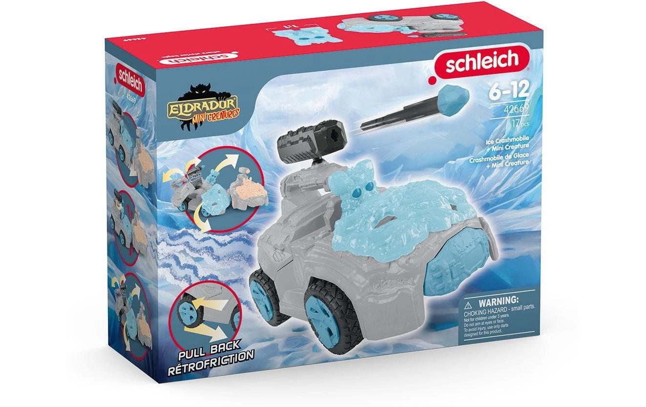 Spielfigurenset Eis-Crashmobil mit Mini CreatureFahrzeug mit Rückziehmotor und schwenkbarer Schusswaffe