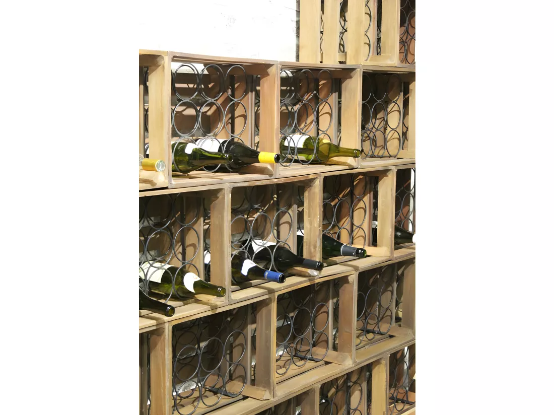 Casier rustique 12 bouteilles bois et métal - BACCHUS