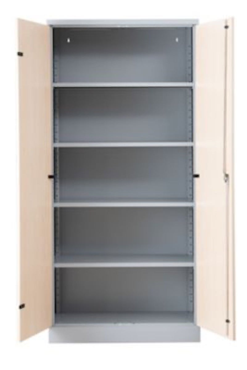 PROREGAL Beetle archiefkast met 4 legplanken, afmetingen (H x B x D): 195 x 92 x 42 cm, zilver & esdoorn