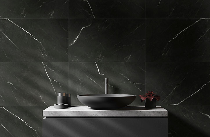Dalle PVC Dumawall+ Sicilia noir mat 37,5 x 65 cm