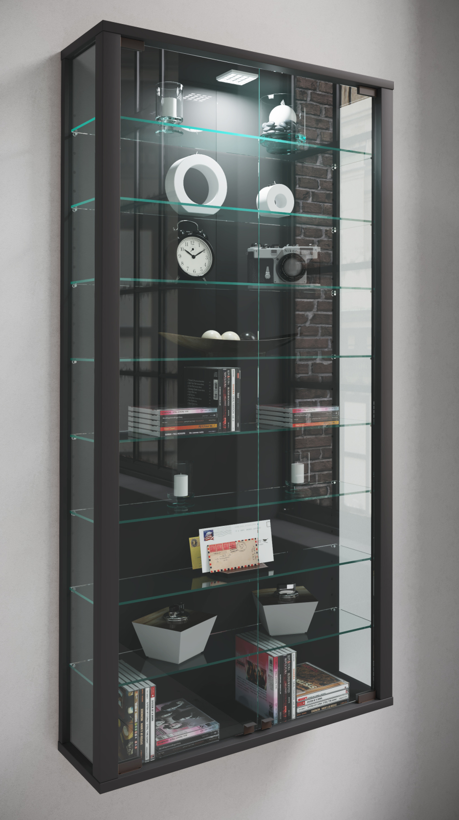 Vitrine VITROSA MAXI- schwarz - mit LED-Beleuchtung