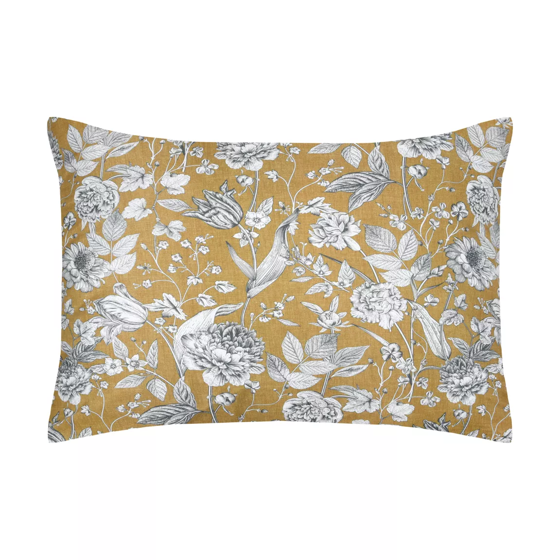 Taie d'oreiller rectangulaire percale de coton (50 x 70 cm) Jacinthe Jaune moutarde