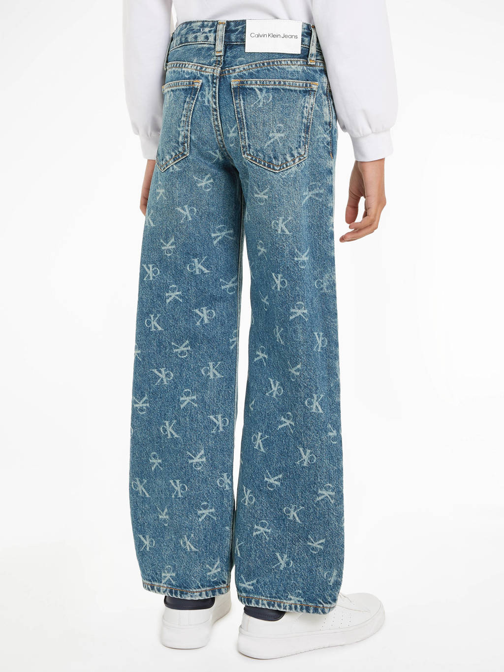 Calvin Klein straight leg jeans MR RELAXED met logo laser blue