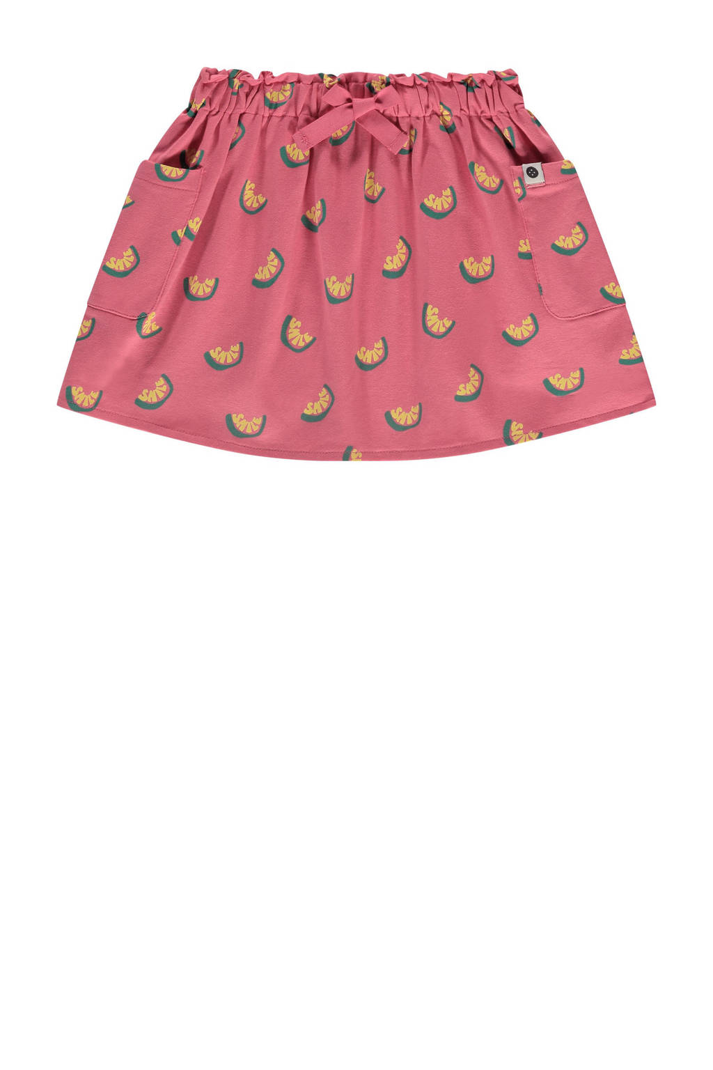 Stains&Stories rok met all over print donkerroze/geel/groen