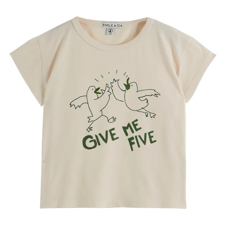 Emile et Ida T-shirt Give Me Five | Ecru