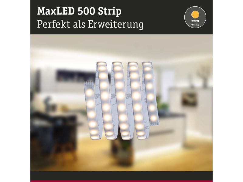 Paulmann LED-Stripe MaxLED 500 2700 K, 1 m Verlängerung Beschichteter LED-Streifen, kürzbar