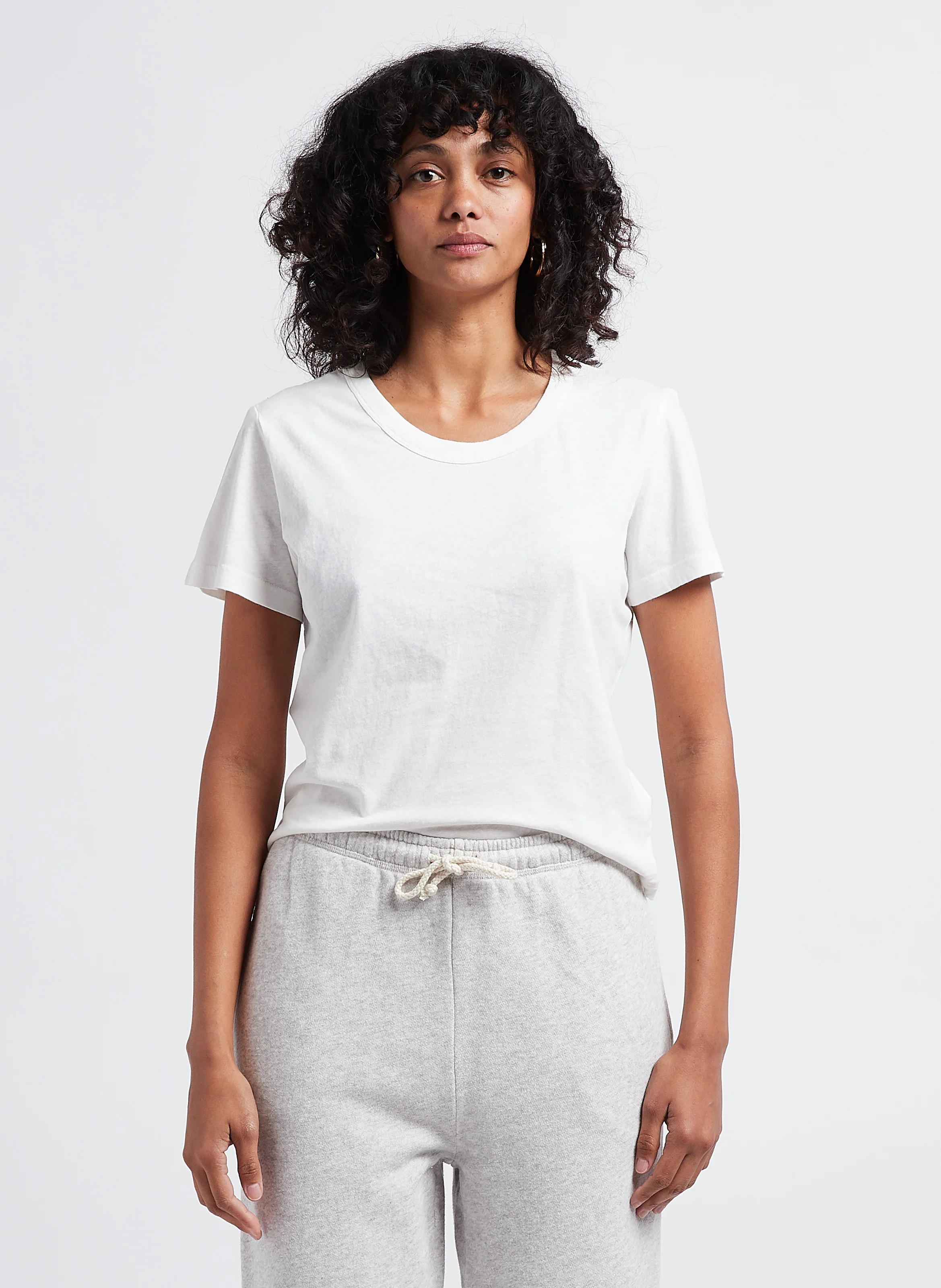 GAMIPY - Tee-shirt court col rond en coton | Blanc