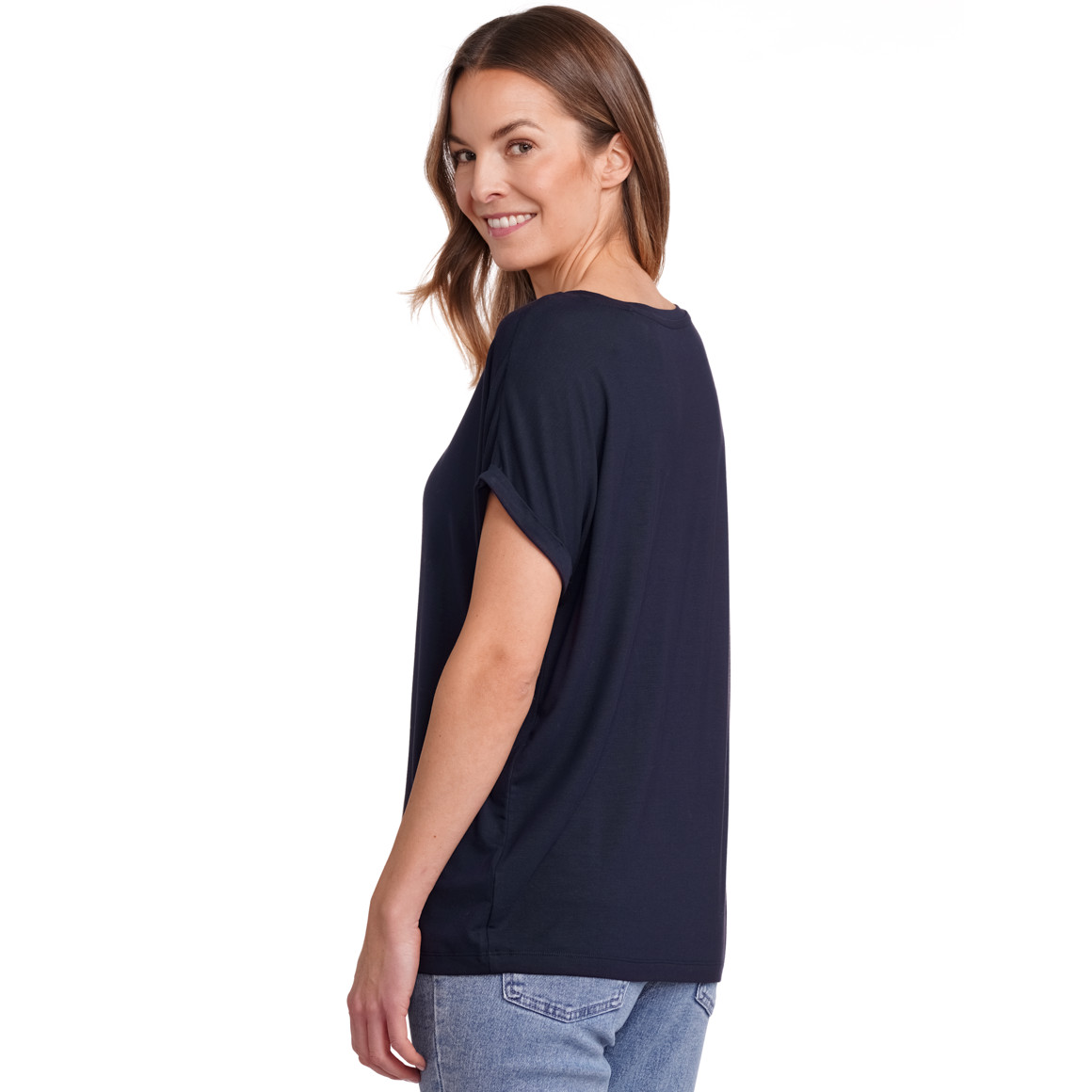 Gina Benotti Damen T-Shirt unifarben dunkelblau