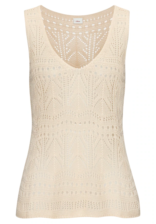 s.Oliver Stricktop mit semi-transparentem Ajourmuster, Strandtop mit Lochmuster