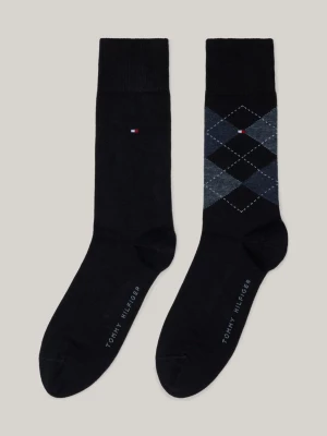 Pacote com 2 pares de meias clássicas com estampa de losangos.
