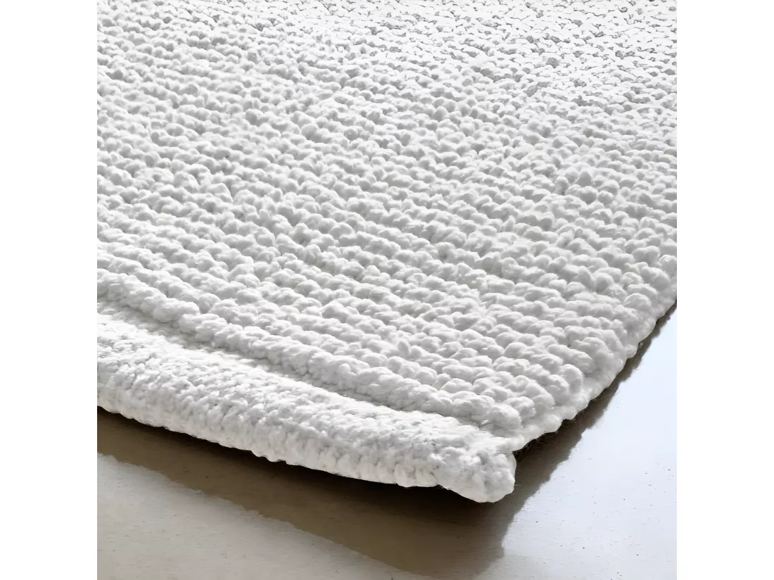 Lot de 2 tapis de salle de bain 40 x 60 cm en coton blanc - PEPPO