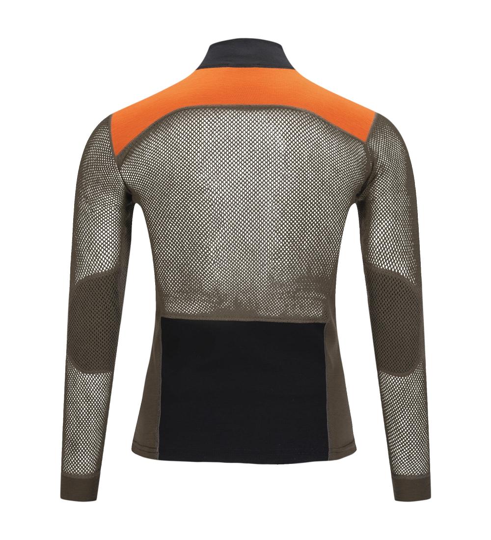 Aclima WoolNet Hybrid Mock Neck w/Zip Black/Tarmac/Gold Flame