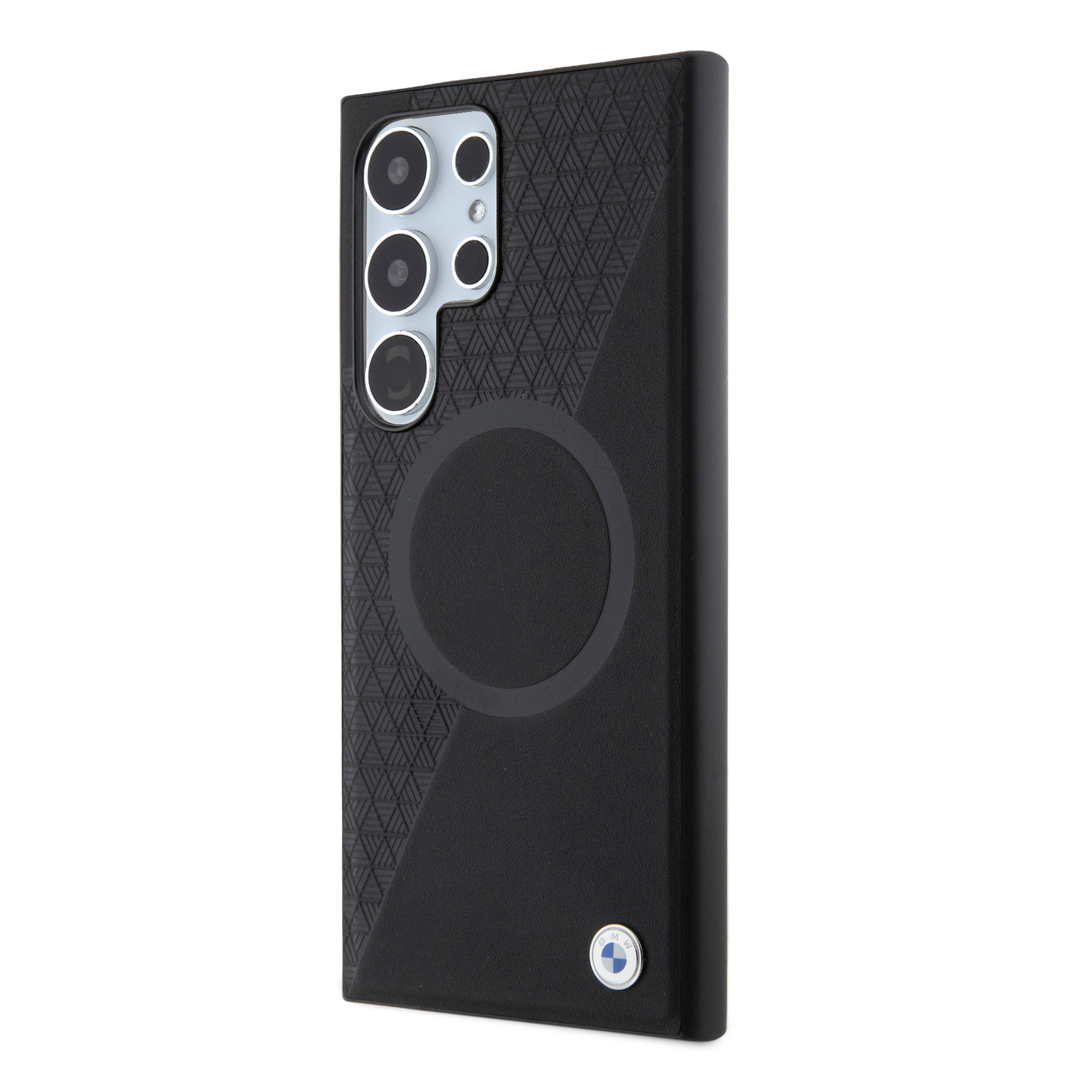 Samsung Galaxy S24 Ultra Leder Hardcase Hülle Half Textured & Circle MagSafe-Modul (BMHMS24L23RTPK) - Schwarz