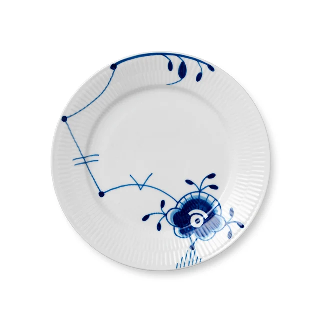 Royal Copenhagen  Blå Mega riflet tallerken, deko 6 - 22 cm.