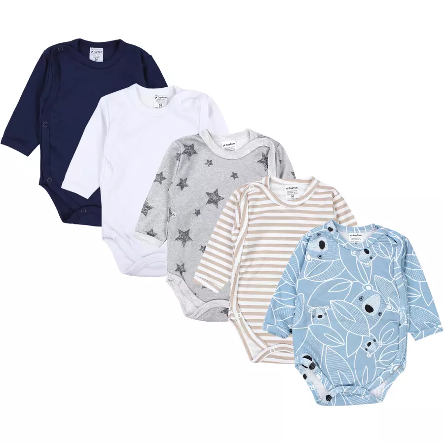 TupTam Baby Langarm Wickelbody im 5er Set beigeweiß