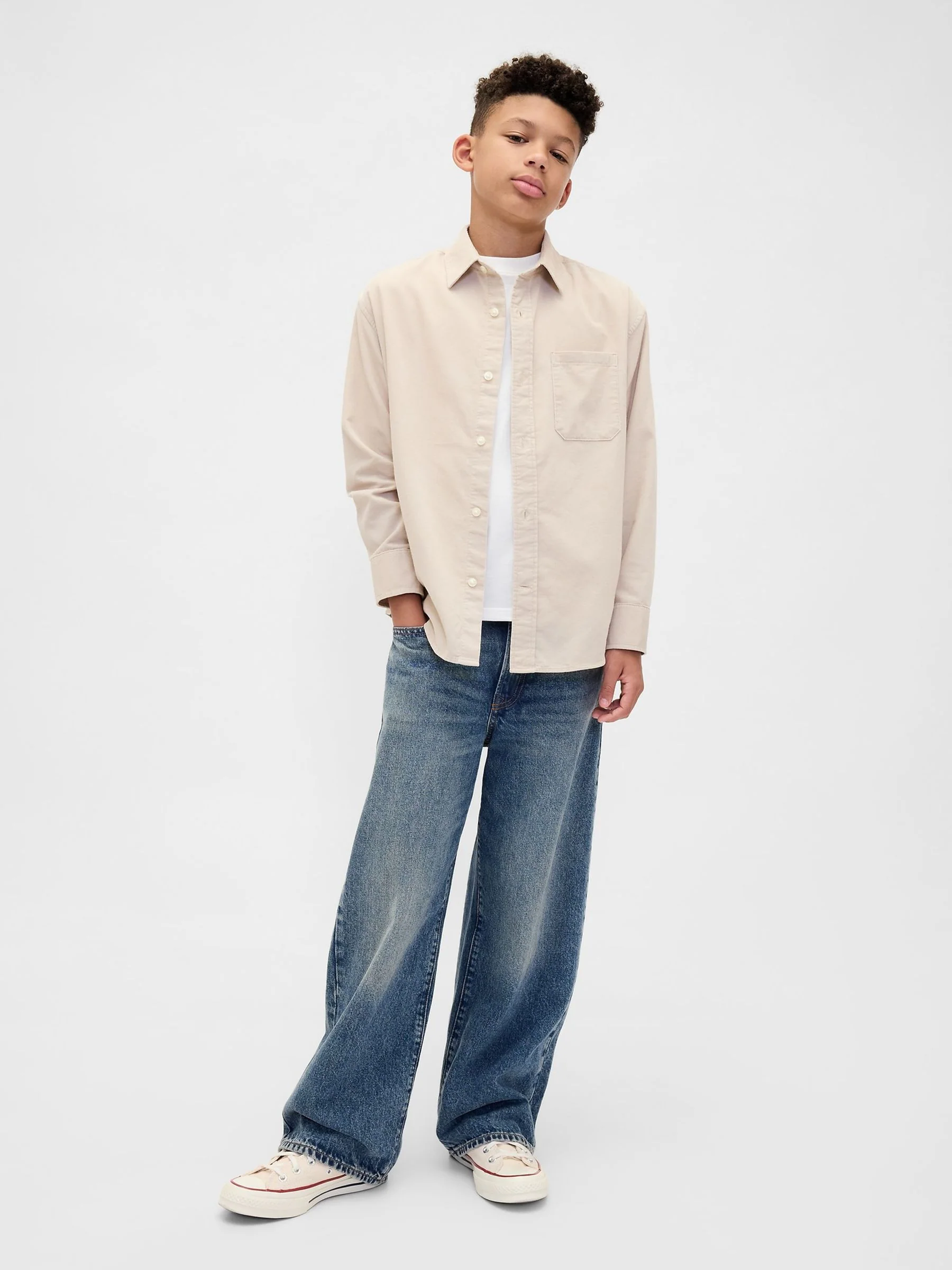 Crème - Gap - Relaxed corduroy overhemd (4-13jr)