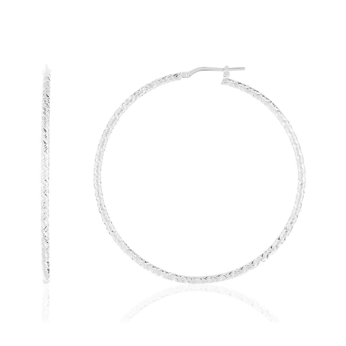 Créoles argent 925 ciselées 55 mm