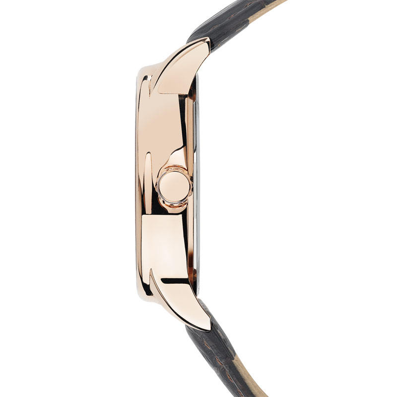 Montre homme acier doré rose bracelet cuir marron
