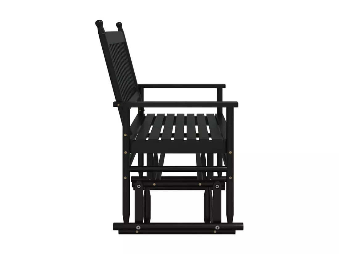 Banc balancelle noir 118x70x104,5 cm bois massif de peuplier