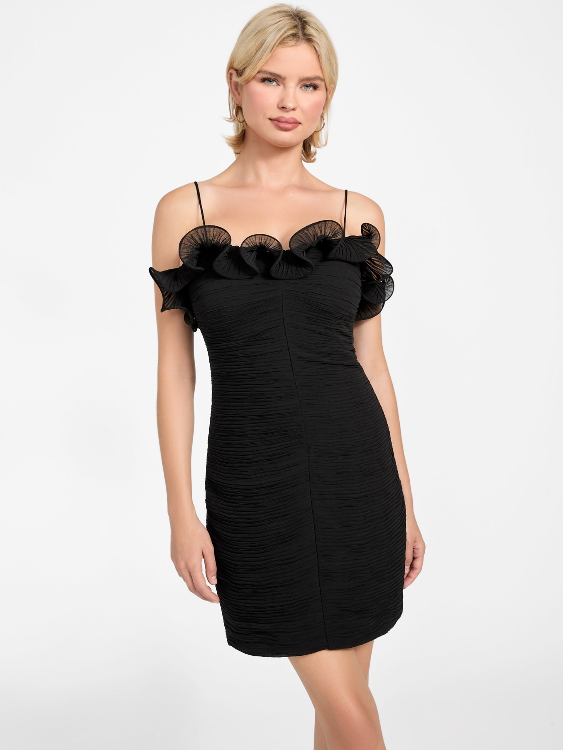 Vestido curto de chiffon