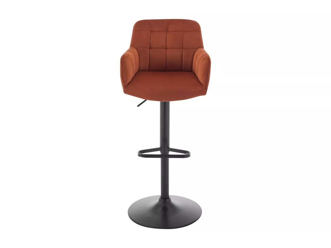 Lot de 2 tabourets de bar en velours et métal noir - Hauteur réglable - Terracotta - PEGA de Pascal MORABITO