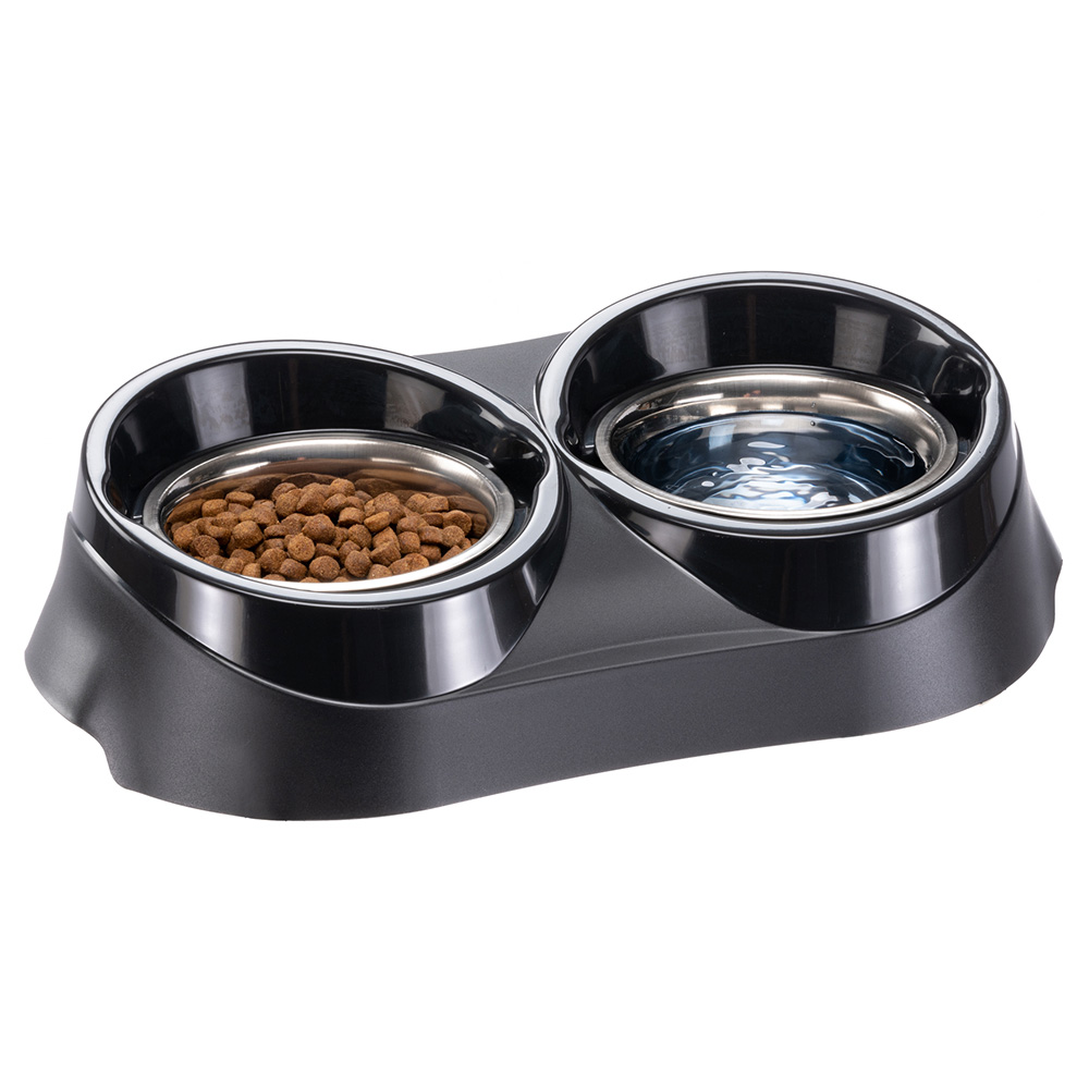 Porte-gamelle gamelles acier bord de confinement nourriture eau chien ferplast duo feed