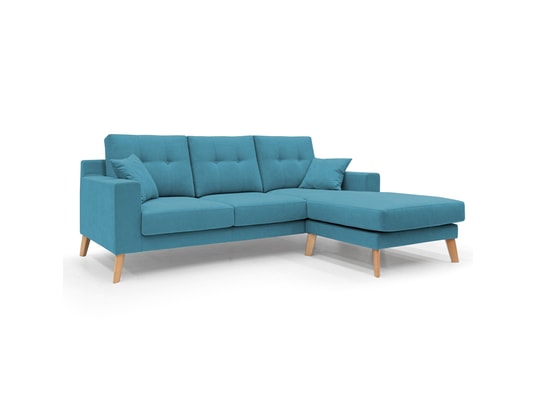 DIVANI.STORE - Canapé d'angle danish réversible bleu ciel 4 places