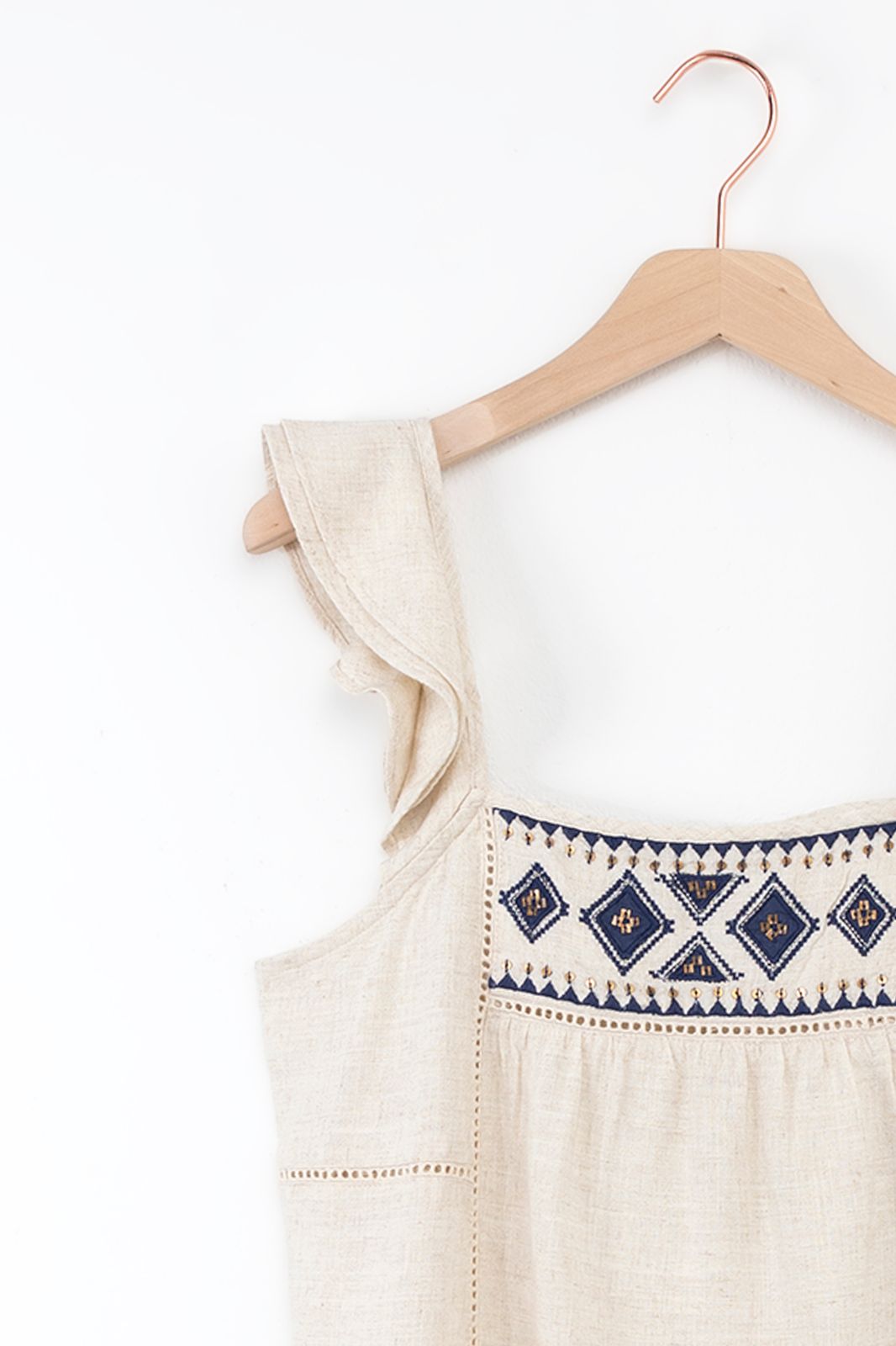 Beige singlet met embroidery