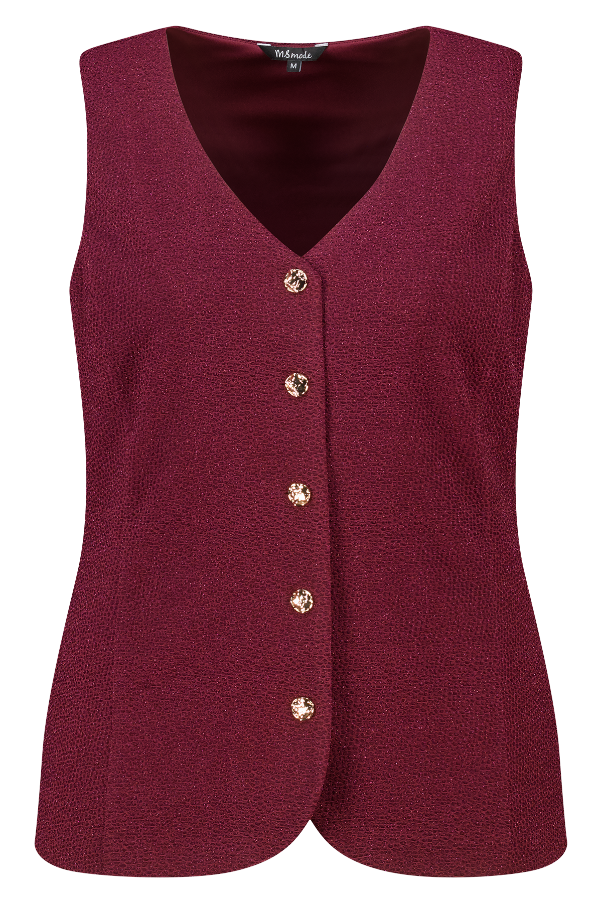 Gilet met knopen en lurex Donker rood