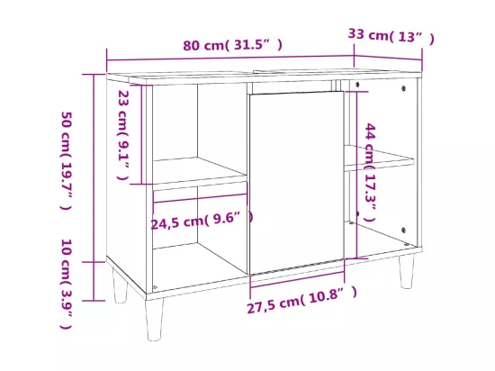 Meuble d'évier blanc 80x33x60 cm bois d'ingénierie