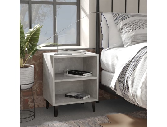 VIDAXL - Table de chevet avec pieds en métal gris béton 40x30x50 cm