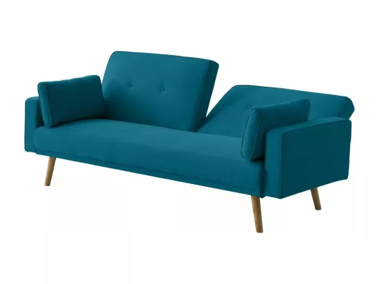 Canapé droit scandinave Elga convertible 3 places en tissu - Bleu - L205 x 87 x 85cm - Loungitude