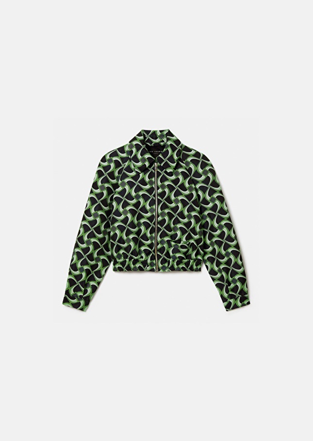 Blouson Balthazarvert à motif graphique en jacquard