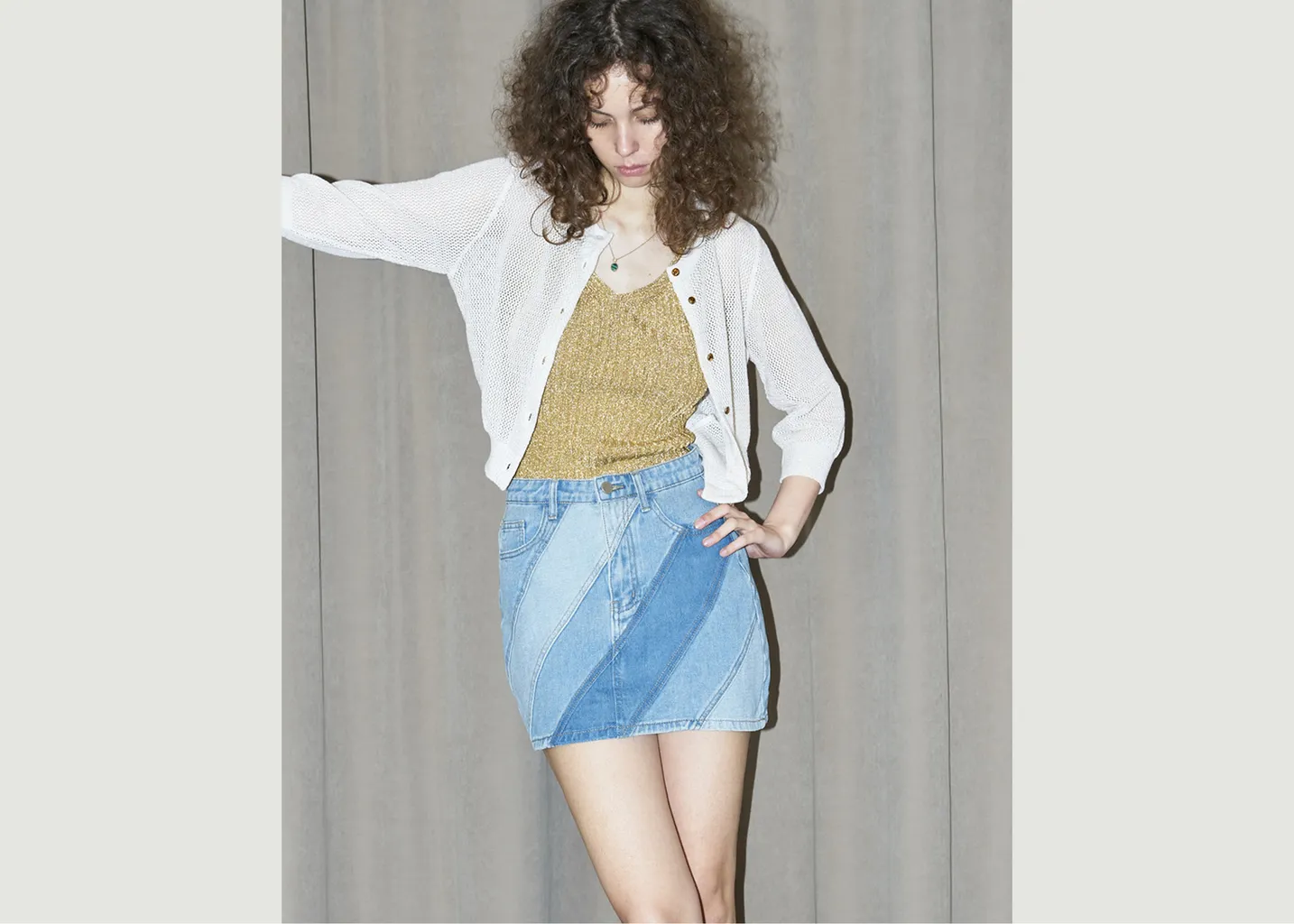 Rita - Patchwork - Mini-jupe en jean Erotokritos