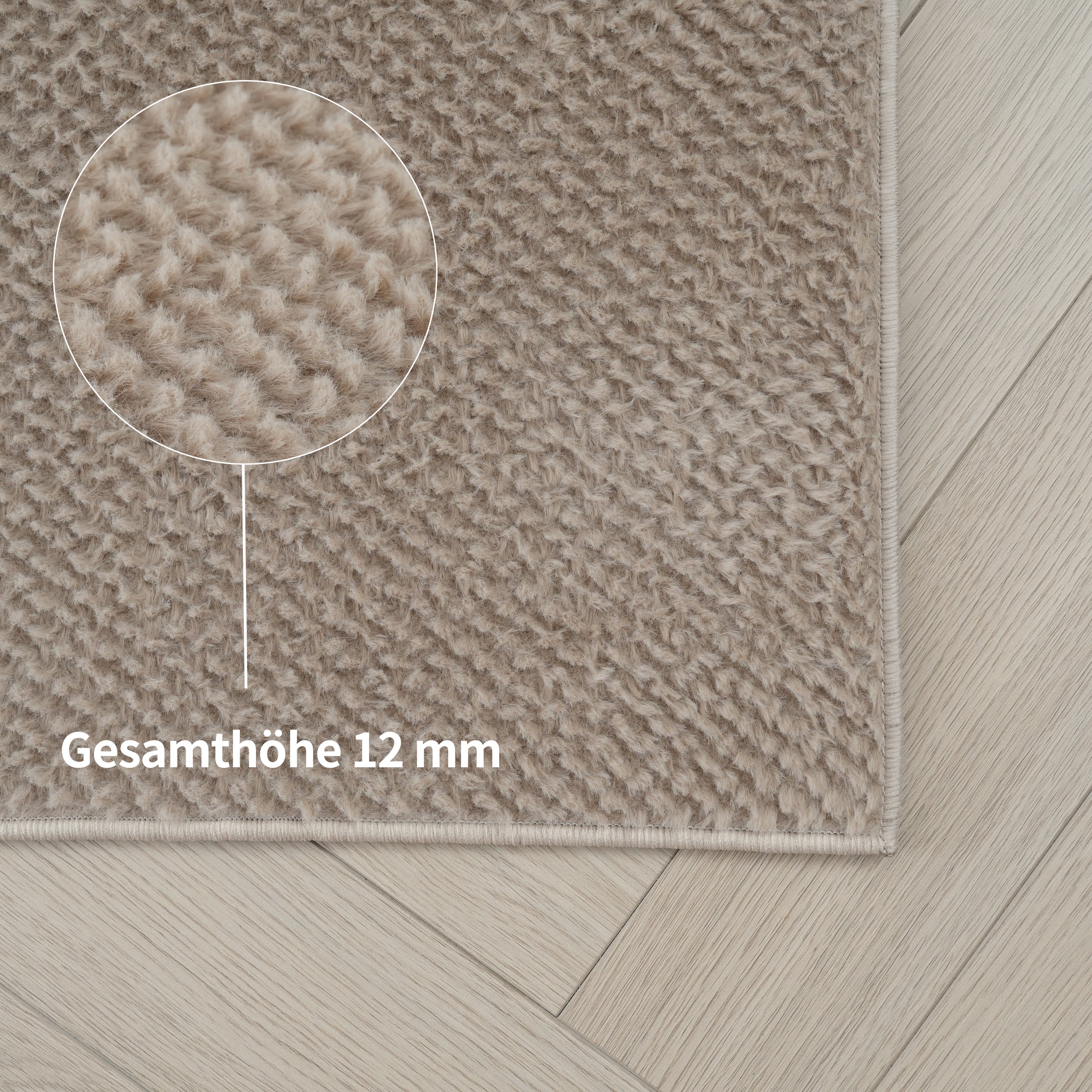 my home Fellteppich »Valeria Rabbit mit Hoch-Tief Effekt, waschbar, Kunstfellteppich« rechteckig 12 mm Höhe Kaninchenfell-Haptik, Uni, weich & kuschelig, Wohnzimmer, Schlafzimmer