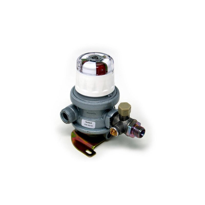 Cavagna 2 Flaschen Gasdruckregler Multimatik 30 mbar 1,5 kg/h mit Prüfventil  G.13 -> Rohrverschraubung 8mm  10mm