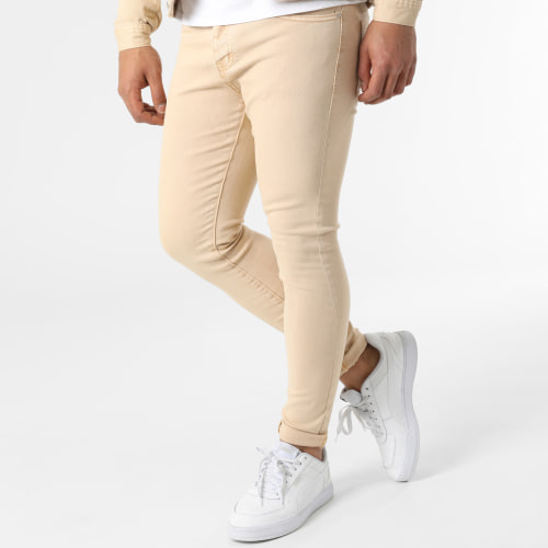 Ensemble Veste En Jean Et Jean Super Slim Fit VJ391 Beige